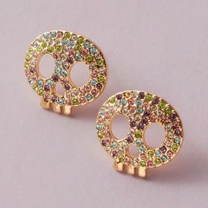 Rhinestone Skull Skeleton Post Earrings